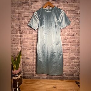 Cynthia Rowley Lake Shore Stretch Satin Knee Length Dress with Short Sleeves